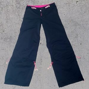 Buggirl Black Hot Pink Rave Pants Wide Leg size Small y2k Vtg